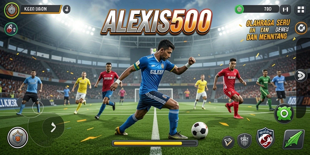 Screenshot ALEXIS500 menunjukkan momen seru dalam pertandingan olahraga.