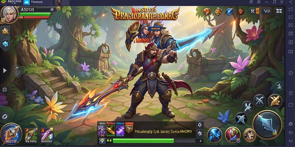 Screenshot gameplay <strong>ASD123</strong> menampilkan karakter beraksi dalam dunia MMORPG yang kaya dan penuh petualangan.