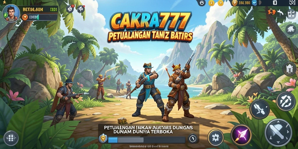 Screenshot gameplay CAKRA777 yang menunjukkan dunia terbuka yang luas.