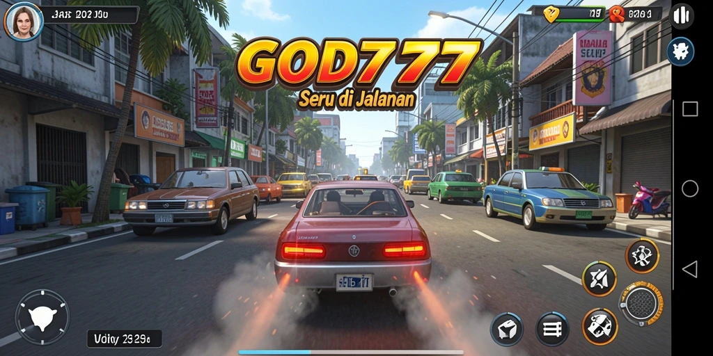 Screenshot menunjukkan aksi balapan seru dalam game GOD77 yang mendebarkan.