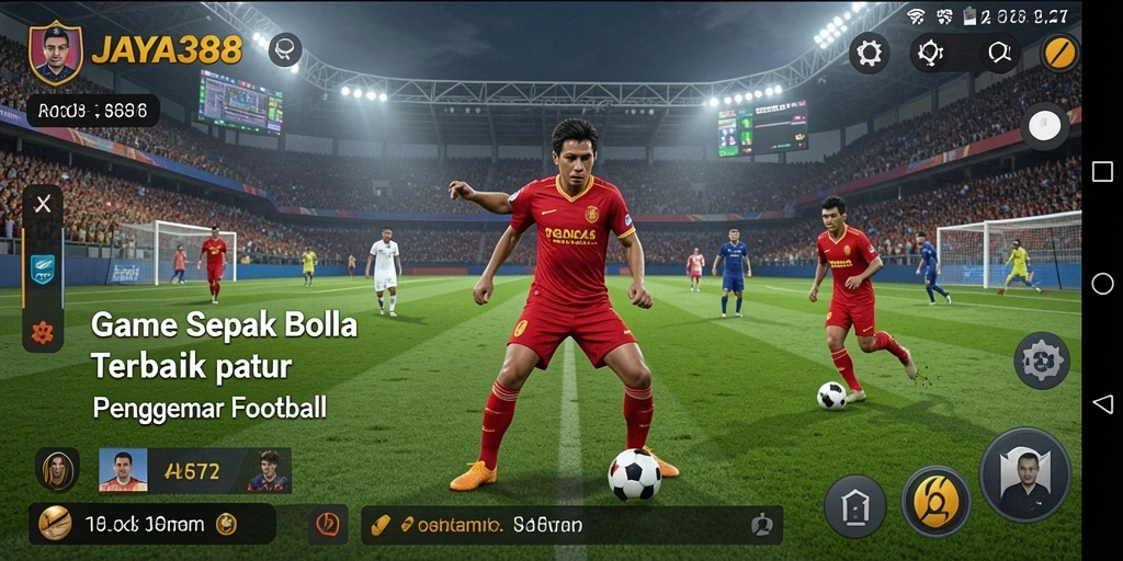 Tampilan gameplay menarik di JAYA388 dengan aksi sepak bola seru.