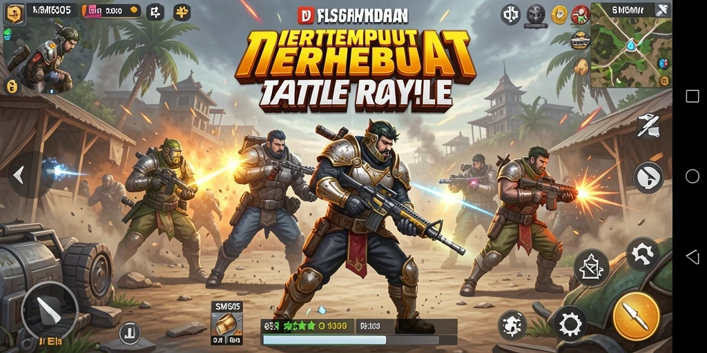 Tampilan seru dari gameplay inti SM605 di arena Battle Royale.