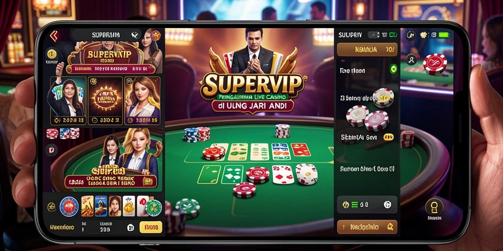 Screenshot SUPERVIP menunjukkan permainan Live Casino yang menegangkan dan interaktif.