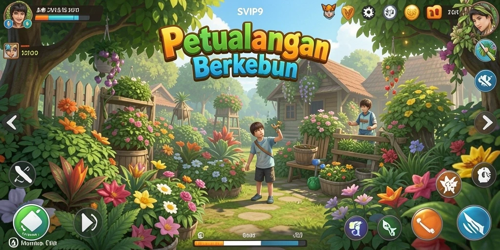 Screenshot gameplay SVIP9 dengan berkebun yang interaktif dan menarik.
