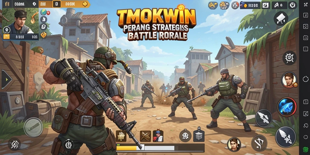 Screenshot gameplay intens dalam pertempuran Battle Royale TMOKWIN.