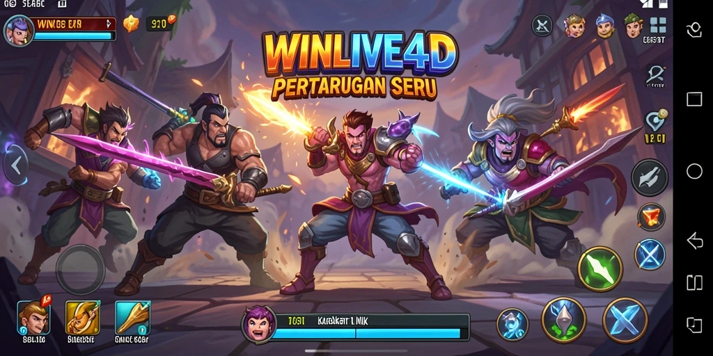 Screenshot gameplay WINLIVE4D menampilkan adegan pertarungan yang seru.